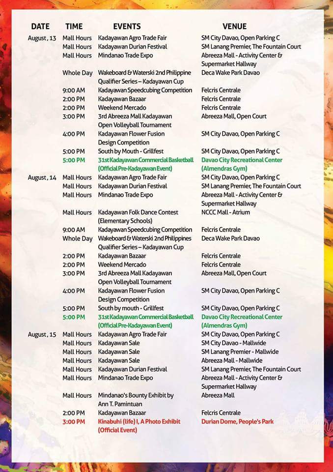 kadayawan 2016 schedule of events 1
