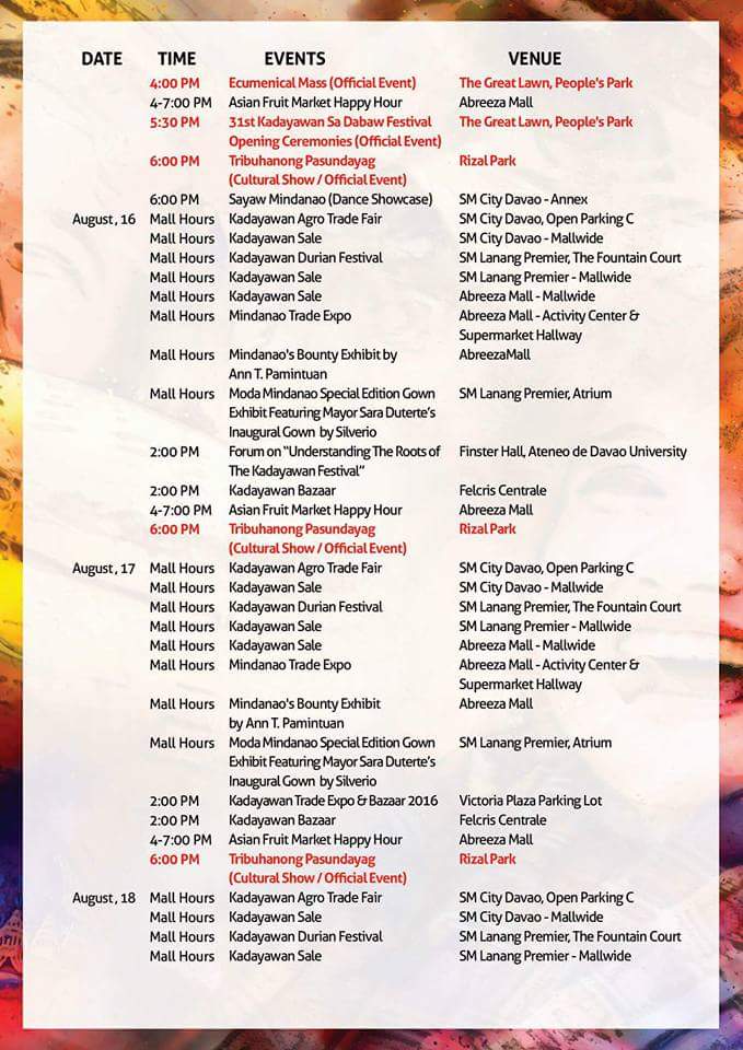 kadayawan 2016 schedule of events 2